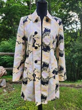 Long Stretch Blazer Jacket Abstract Print By Aostrophe